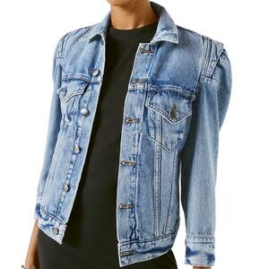Frame Rosette Puffed Sleeve Denim Jacket